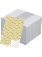 Tarjetas blancas de PVC adhesivas de .10 mil con Mylar - 500 piezas
